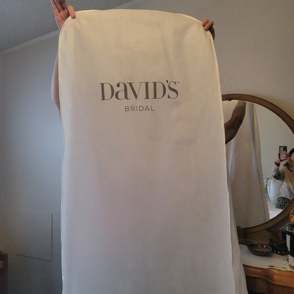 Oleg Cassini cap sleeve illusion wedding dress STYLE# CMK513 - Picture 11 of 11